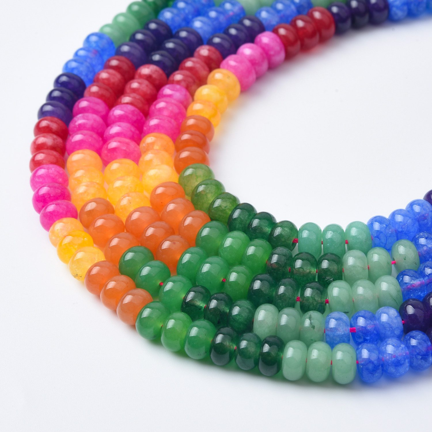 Candy Jade Rainbow Agate Rondelle Beads 5x8mmSmooth Colorful Gemstone Strand for Jewelry Making Supplies 15.5" GRN514