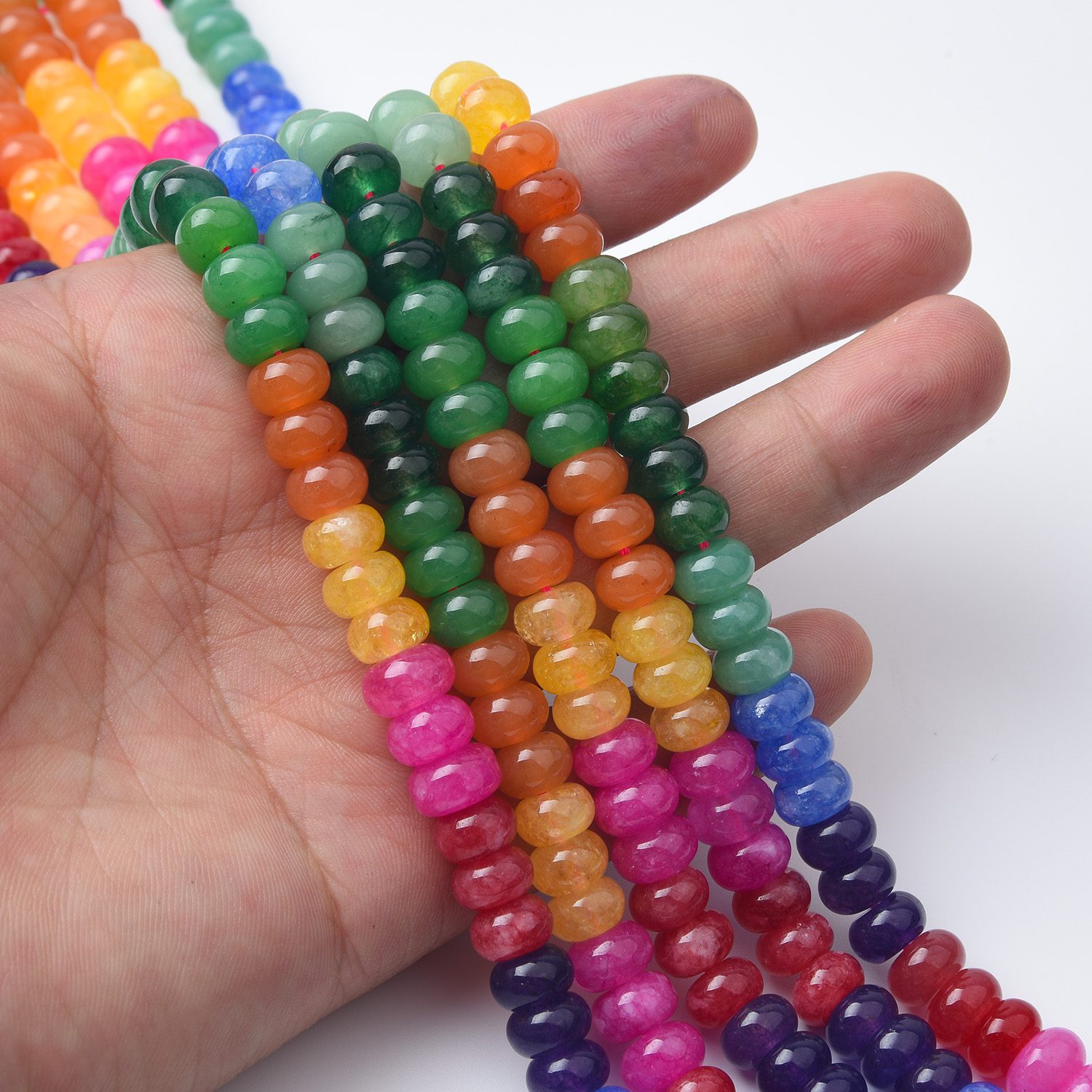 Candy Jade Rainbow Agate Rondelle Beads 5x8mmSmooth Colorful Gemstone Strand for Jewelry Making Supplies 15.5" GRN514 - Image 2