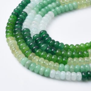 Multicolor Green Jade Rondelle Beads 5x8mm Smooth Natural Gemstone Strand for Jewelry Making Supplies 15.5 Inches GRN516