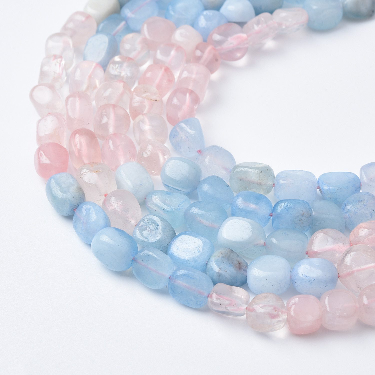 Natural Rose Quartz & Aquamarine Pebble Chip Nugget Beads • 10mm Mixed Gemstone 15.5 inches Full Strand • Crystal Jewelry Making GRN519