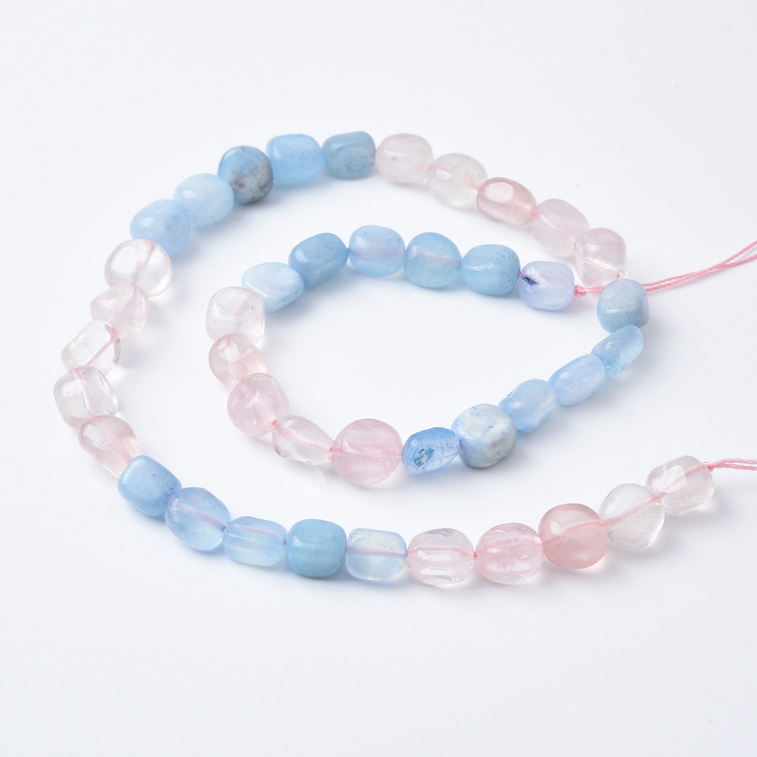Natural Rose Quartz & Aquamarine Pebble Chip Nugget Beads • 10mm Mixed Gemstone 15.5 inches Full Strand • Crystal Jewelry Making GRN519 - Image 4