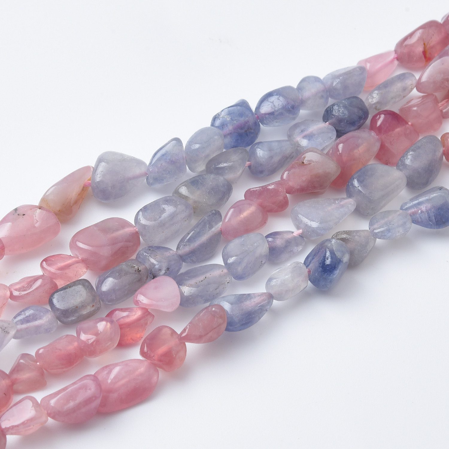 Natural Gemstone Chip Beads, 10mm Madagascar Rose Quartz Tanzanite Beads Strand, DIY Necklace Beads, For Jewelry Making 15.5" Strand GRN524 - Image 3