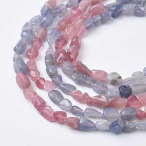 Natural Gemstone Chip Beads, 10mm Madagascar Rose Quartz Tanzanite Beads Strand, DIY Necklace Beads, For Jewelry Making 15.5" Strand GRN524