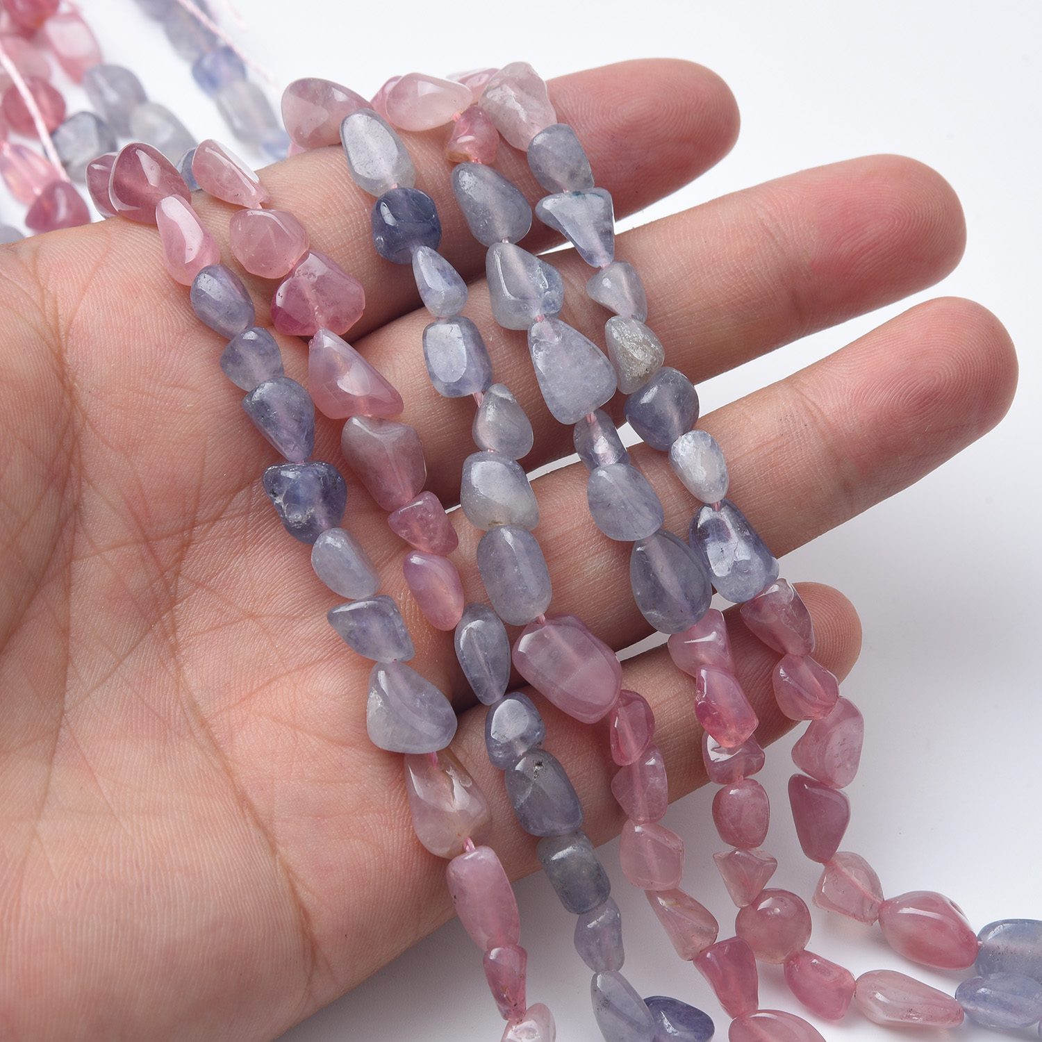 Natural Gemstone Chip Beads, 10mm Madagascar Rose Quartz Tanzanite Beads Strand, DIY Necklace Beads, For Jewelry Making 15.5" Strand GRN524 - Image 2