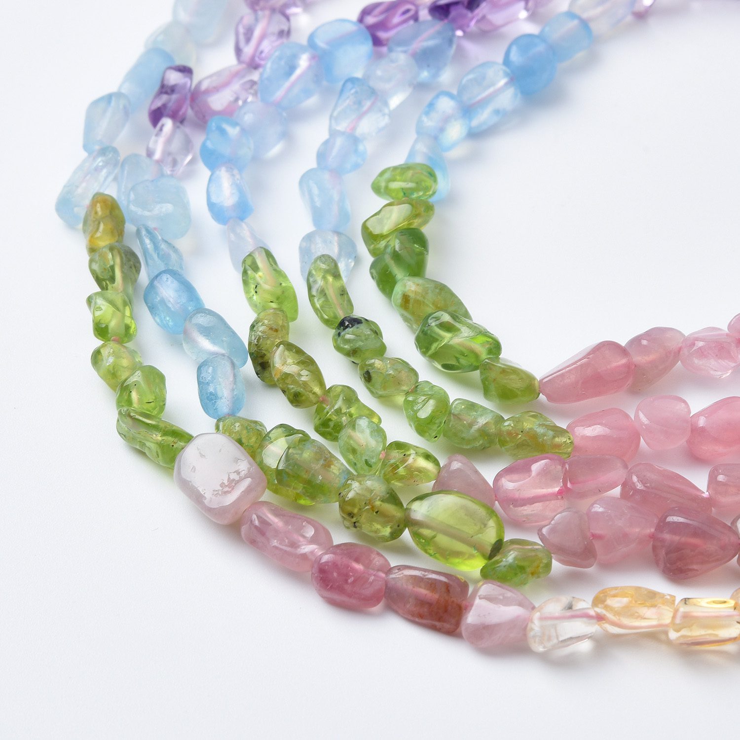 Aquamarine Peridot Citrine Chip Freeform Nugget Beads 10mm Mixed Natural Gemstone Crystal Bead Strand for Jewelry Making 15.5" Strand GRN526