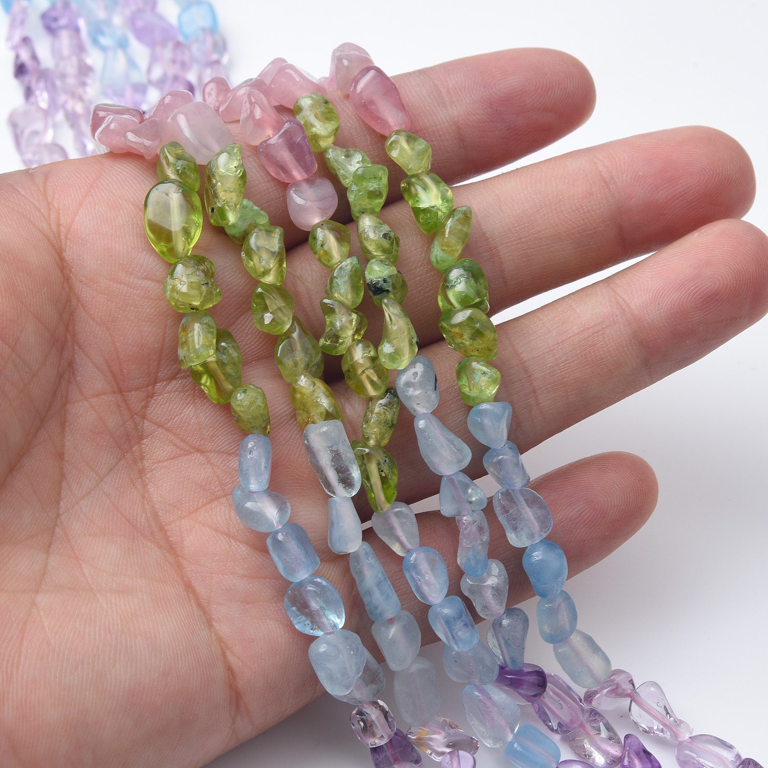 Aquamarine Peridot Citrine Chip Freeform Nugget Beads 10mm Mixed Natural Gemstone Crystal Bead Strand for Jewelry Making 15.5" Strand GRN526 - Image 2