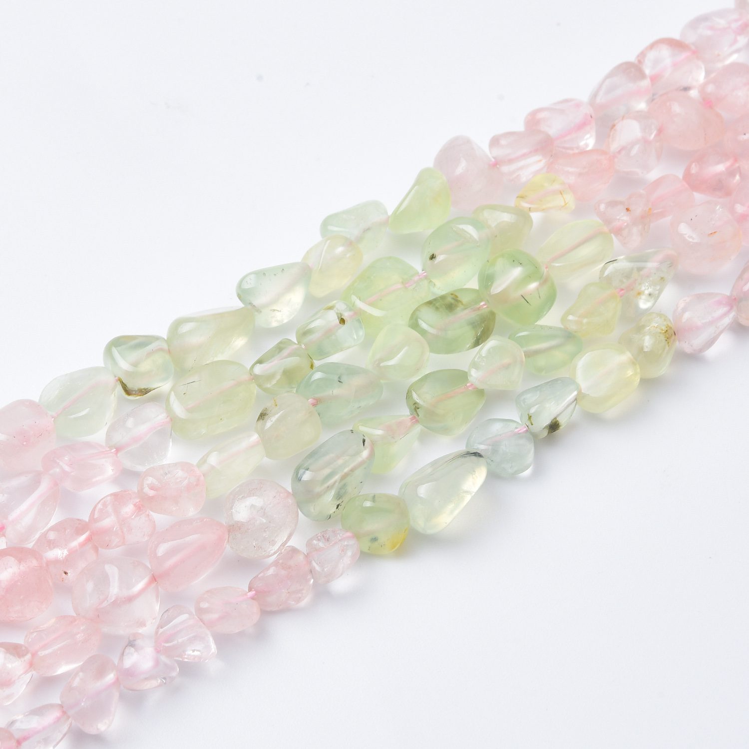 Natural Rose Quartz Prehnite Chip Nugget Beads, 10mm Freeform Healing Crystal Gemstone 15.5" Strand, Jewelry Making Supplies GRN530 - Image 3