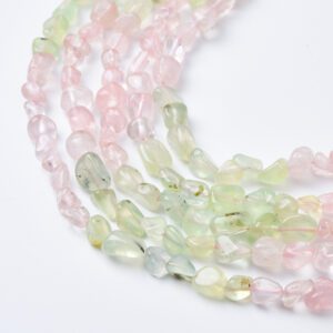 Natural Rose Quartz Prehnite Chip Nugget Beads, 10mm Freeform Healing Crystal Gemstone 15.5" Strand, Jewelry Making Supplies GRN530