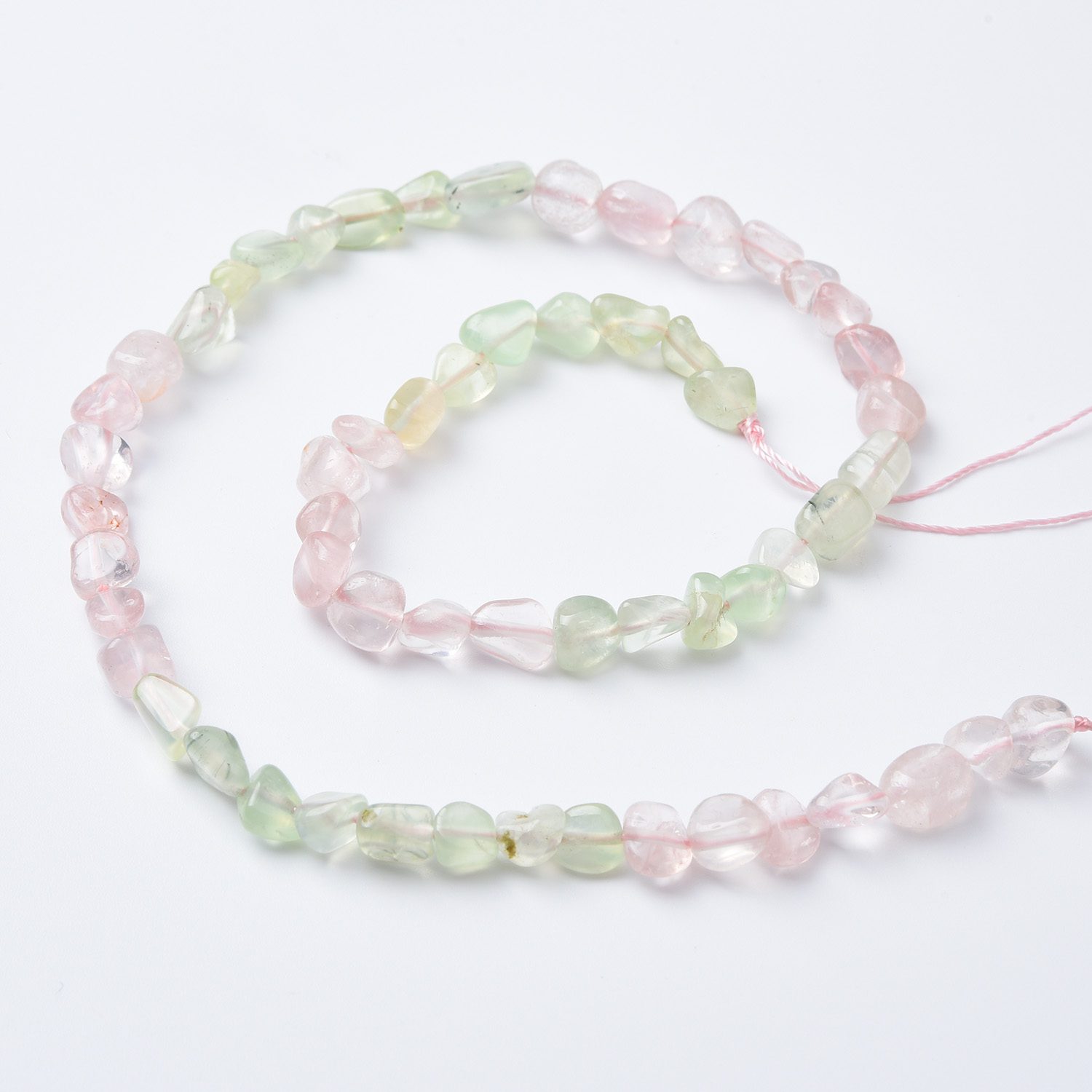 Natural Rose Quartz Prehnite Chip Nugget Beads, 10mm Freeform Healing Crystal Gemstone 15.5" Strand, Jewelry Making Supplies GRN530 - Image 4