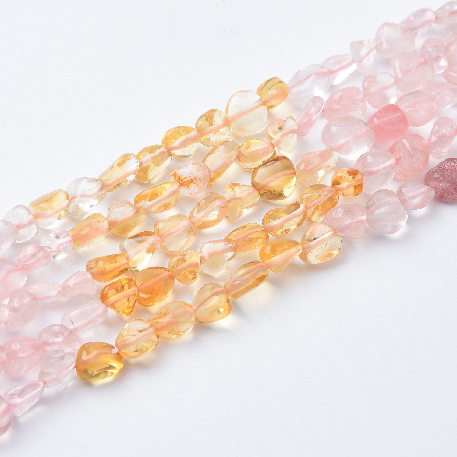Citrine Rose Quartz Chip Beads 10mm Natural Gemstone Nugget Beads Freeform Shape for DIY Jewelry Making Supplies 15.5" Full Strand GRN532 - Image 3