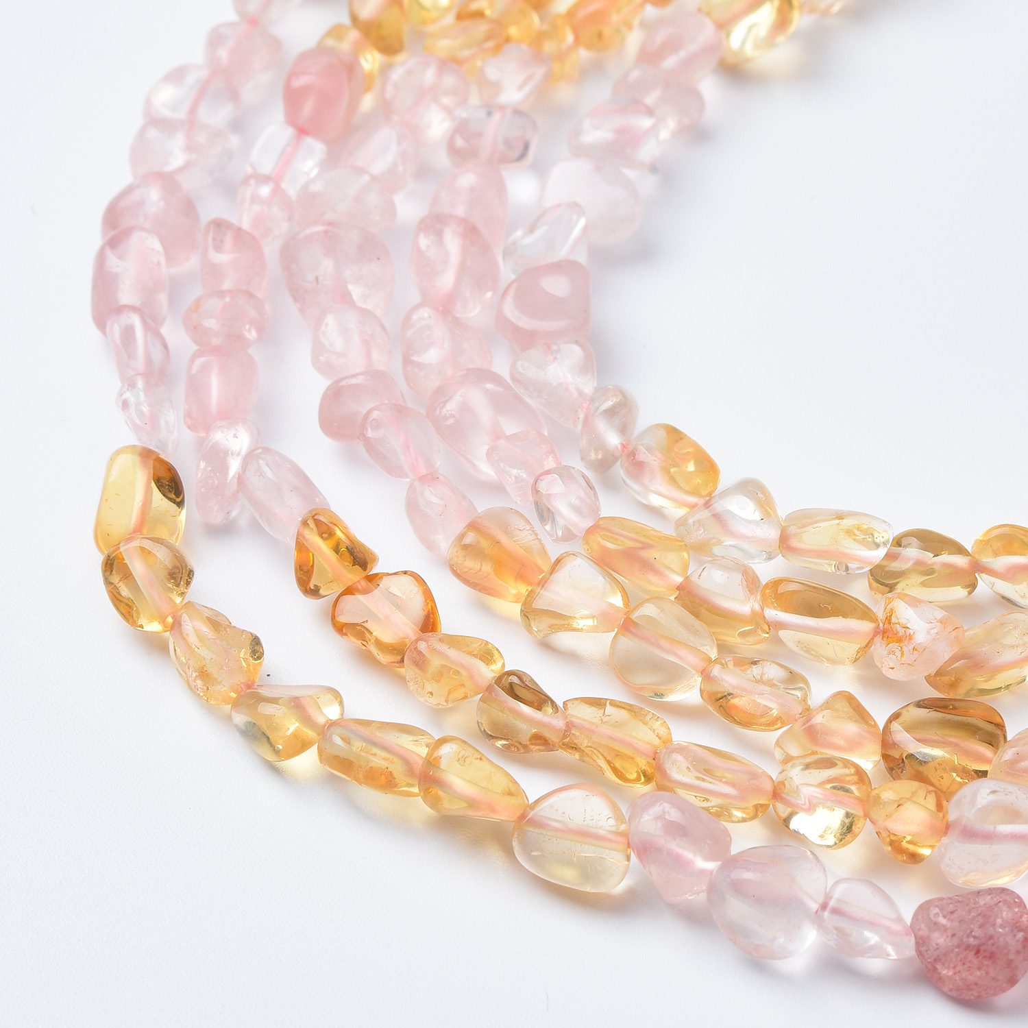 Citrine Rose Quartz Chip Beads 10mm Natural Gemstone Nugget Beads Freeform Shape for DIY Jewelry Making Supplies 15.5" Full Strand GRN532