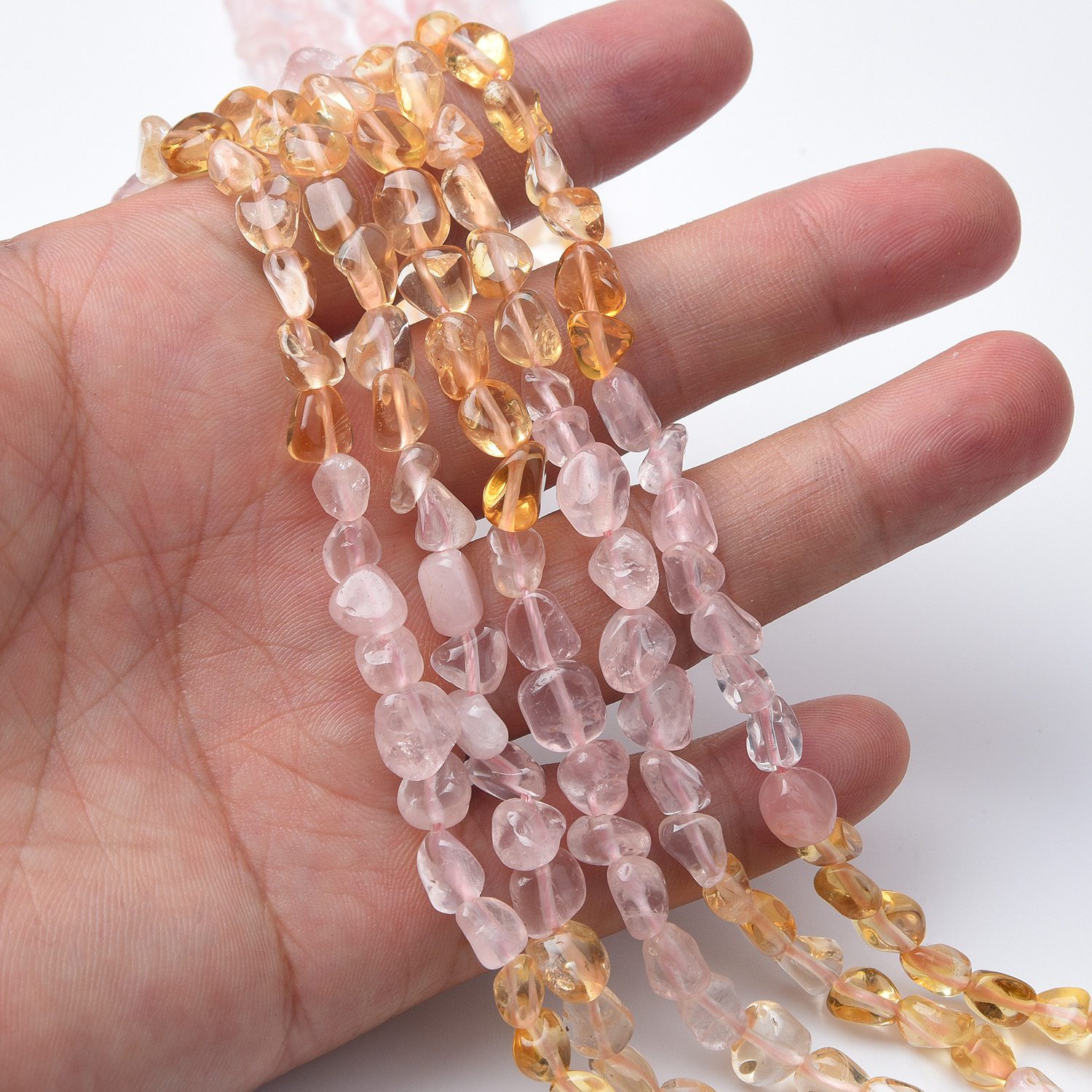 Citrine Rose Quartz Chip Beads 10mm Natural Gemstone Nugget Beads Freeform Shape for DIY Jewelry Making Supplies 15.5" Full Strand GRN532 - Image 2