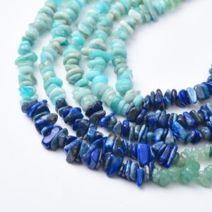 Natural Lapis Lazuli & Amazonite Chip Beads, 10mm Irregular Freeform Gemstone Full Strand DIY Jewelry Making Supplies, Healing Stones GRN534