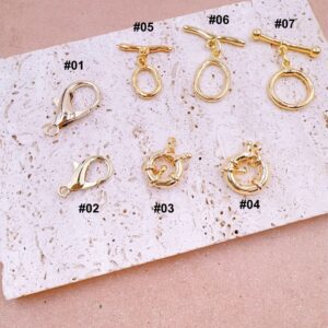 Stainless Steel Mixed Jewelry Clasps for DIY, Toggle Lobster Spring Lock Closures in Gold Filled Finish, Necklace Bracelet Findings, Lot008
