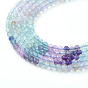 Natural Rainbow Fluorite Faceted Round Beads, High Quality 2mm 3mm 4mm Gemstone Full Strand, Jewelry Making Supplies, Healing Gift PRP1049