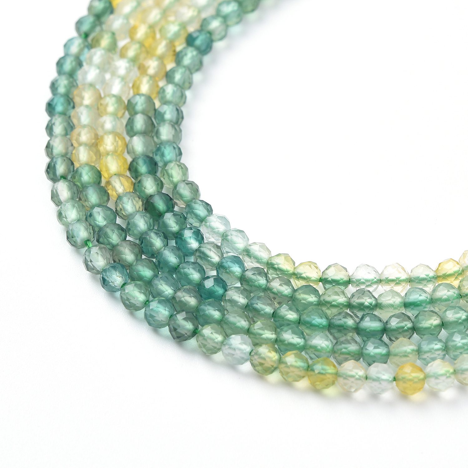 2-3mm Yellow Green Fluorite Round Faceted Gemstone Beads High Quality Micro Crystal Beads 15.5" Full Strand for Jewelry Making DIY PRP1051