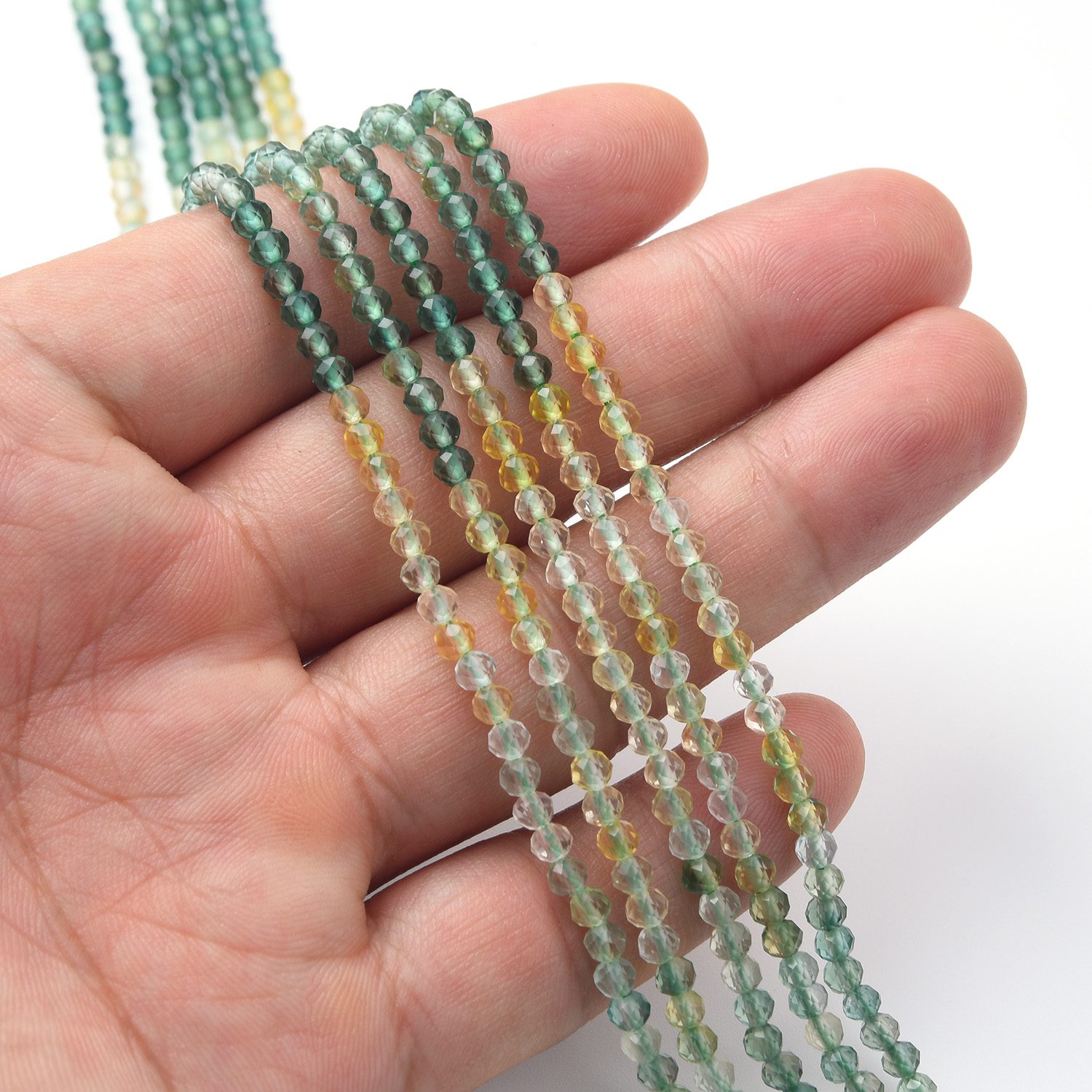 2-3mm Yellow Green Fluorite Round Faceted Gemstone Beads High Quality Micro Crystal Beads 15.5" Full Strand for Jewelry Making DIY PRP1051 - Image 2