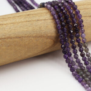 3-4mm Amethyst Geode Round Faceted Gemstone Beads High Quality Purple Micro Crystal Beads Strand for Jewelry Making Supplies PRP1052