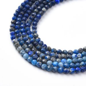 Natural Lapis Lazuli Faceted Round Beads, High Quality 2mm 3mm Gemstone Full Strand, Jewelry Making Supplies, Healing Crystal Gift PRP1053