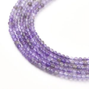 2-3mm Amethyst Round Faceted Gemstone Beads High Quality Micro Crystal Beads Tiny Purple Bead 15.5" Full Strand for Jewelry Making PRP1054