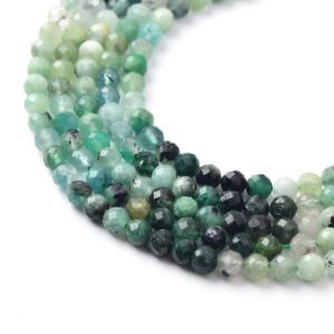 High Quality Emerald Round Faceted Gemstone Beads Micro Crystal Bead Strand for Jewelry Making DIY Supplies 3mm 4mm Full Strand PRP1057