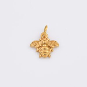 Gold Filled Bee Charm Pendant, Stainless Steel Honeybee Charm for DIY Necklace Bracelet Jewelry Making, Nature Insect Gift for Her, SCP189