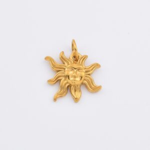 Gold Filled Sun Face Charm Pendant, Stainless Steel Celestial Sun Charm for DIY Necklace Bracelet Jewelry Making, Astrology Gift, SCP190