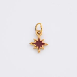 Gold Filled Red Enamel Star Charm Pendant, Stainless Steel Eight Point Celestial Charm for DIY Necklace Bracelet Jewelry Making, SCP192
