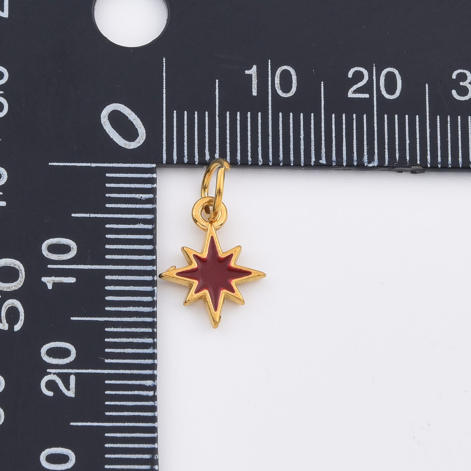 Gold Filled Red Enamel Star Charm Pendant, Stainless Steel Eight Point Celestial Charm for DIY Necklace Bracelet Jewelry Making, SCP192 - Image 2