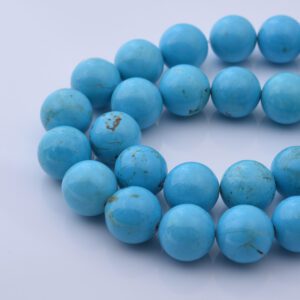 Shiny Smooth Round Turquoise Beads 4mm 6mm 8mm 10mm Natural Gemstone Beads 15.5" Full Strand for Jewelry Making Bracelet Necklace TUQ012