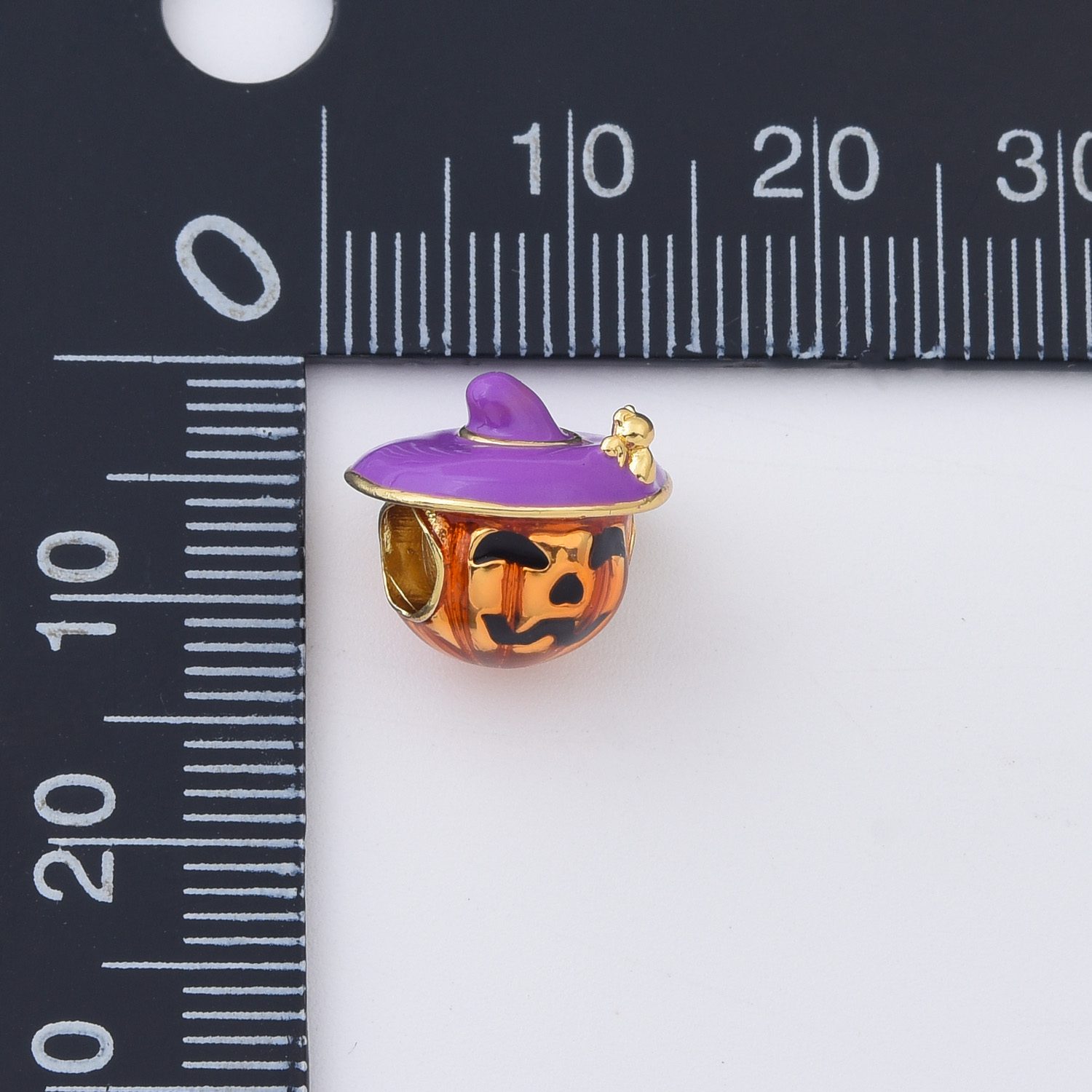 Gold Filled Pumpkin Charm, Enamel Jack O Lantern with Witch Hat for DIY Necklace Bracelet Earring Jewelry Making, Halloween Gift, BD183 - Image 3