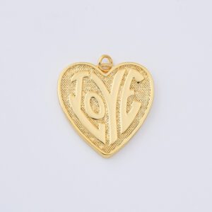 Gold Filled Love Heart Pendant, Statement Gold Charm with Engraved Text for DIY Necklace Bracelet Jewelry Making, Modern Jewelry Gift CP2293