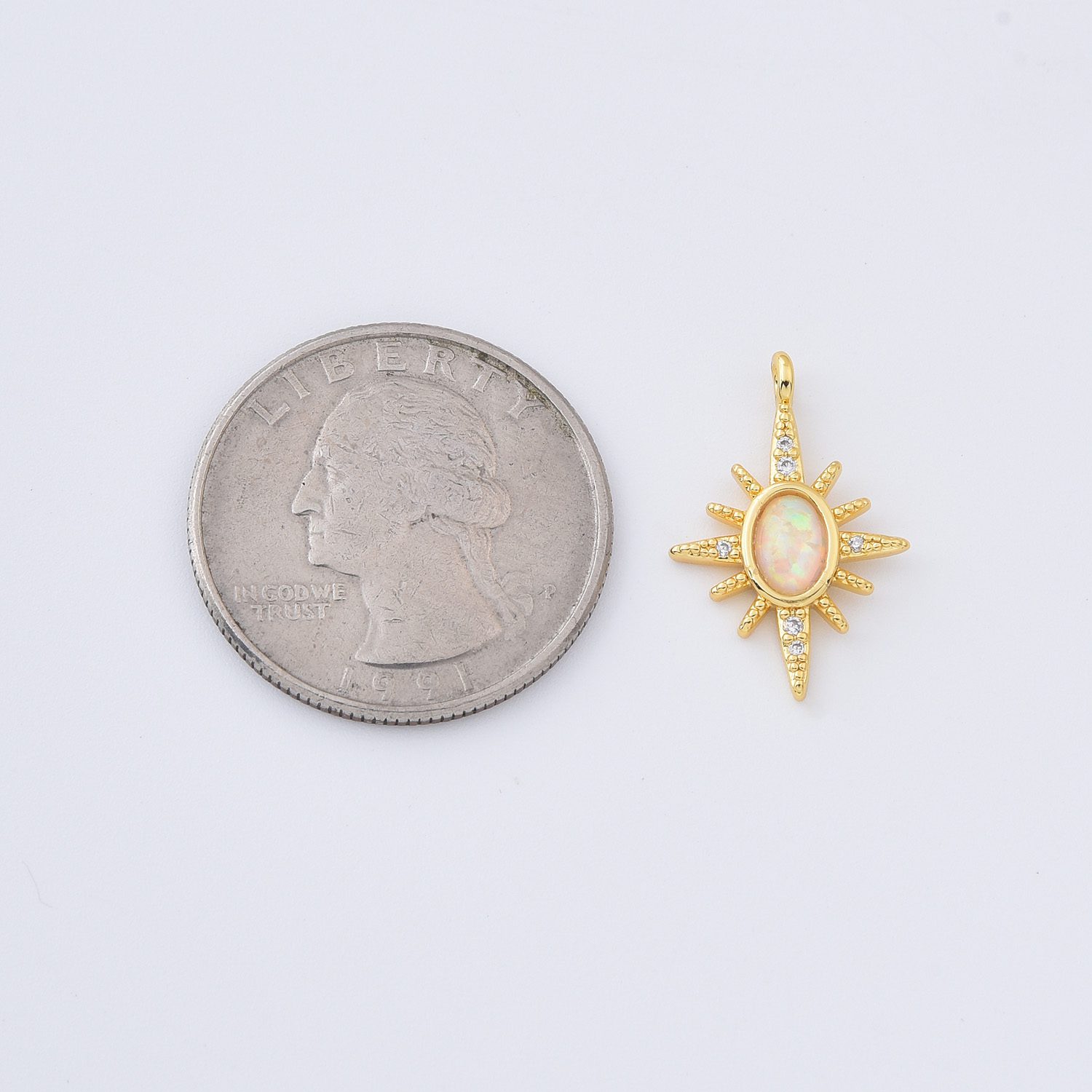 Gold Filled Opal Sunburst Pendant, Dainty Celestial Starburst Charm with CZ for Necklace Jewelry Making, Boho Astrology Gift for Her, CP2294 - Image 4