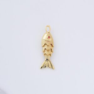 Gold Filled Fish Charm, Articulated Fish Pendant for DIY Necklace Bracelet Earring Jewelry Making, Nautical Ocean Jewelry Gift, CP2301