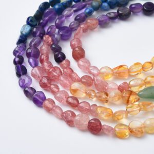 10mm Lapis Lazuli Amethyst Strawberry Quartz Chip Nugget Beads Natural Assorted Gemstone Crystal Beads Strand for Jewelry Making GRN536