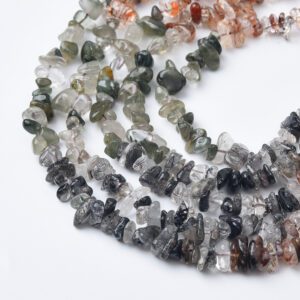 Natural Rutile Quartz Chip Beads, 10mm Chip Beads For Jewelry Making Beads, Healing Crystal Beads Gemstone Freeform Chip Nugget Beads GRN542
