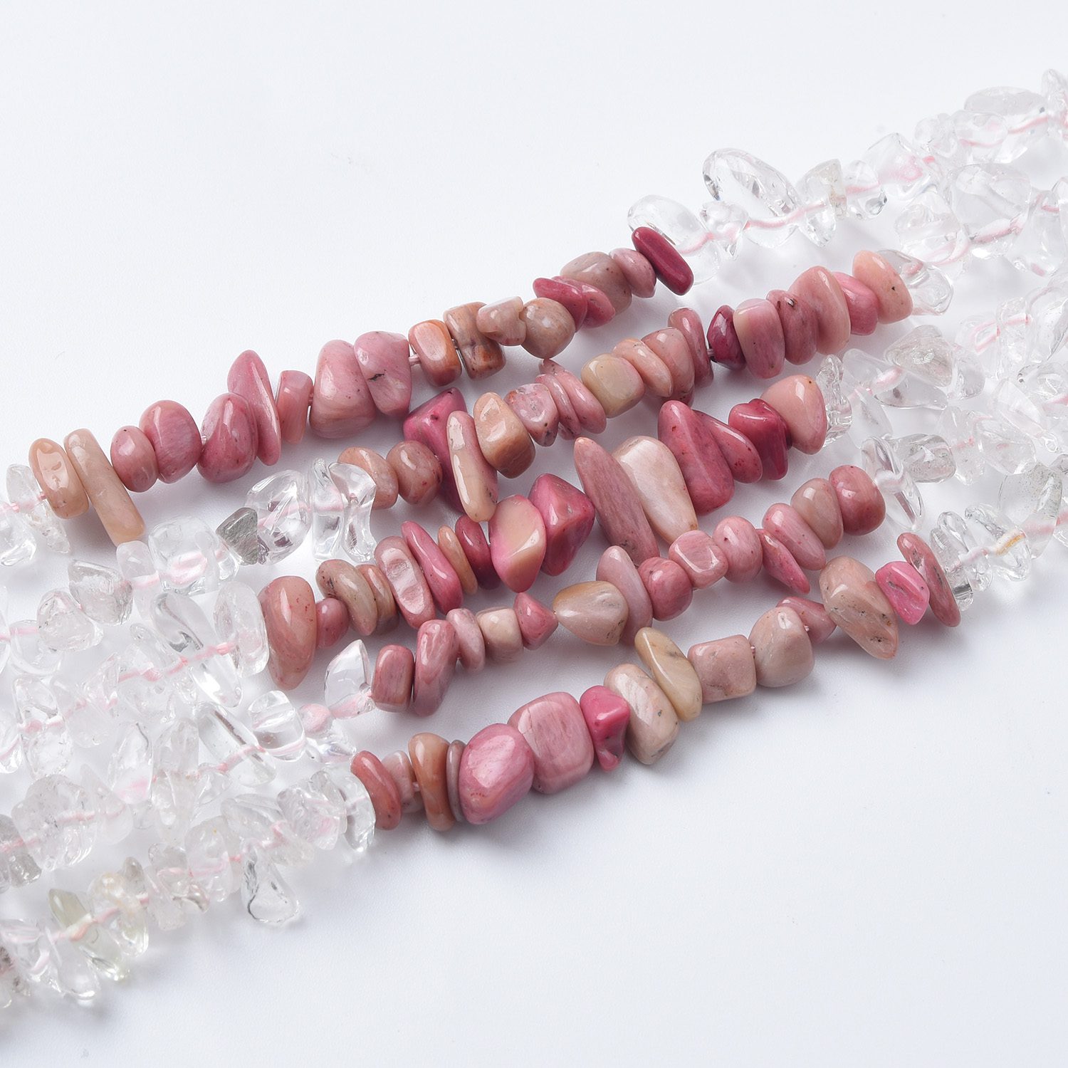 Natural Rhodochrosite Clear Crystal Gemstone Chip Beads, Crystal Chip Beads, Irregular DIY Beads, For Jewelry Making, 15.5" Strand, GRN547 - Image 3