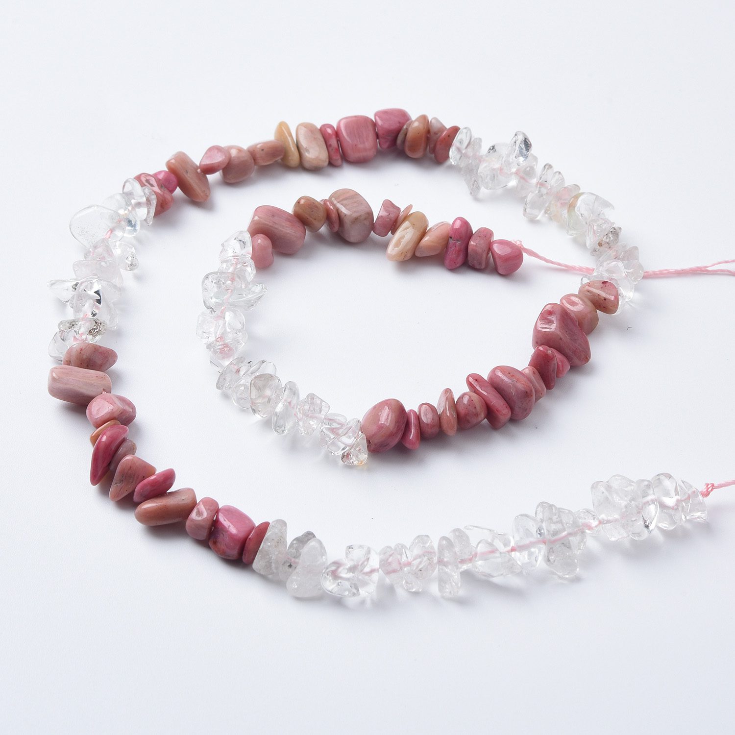Natural Rhodochrosite Clear Crystal Gemstone Chip Beads, Crystal Chip Beads, Irregular DIY Beads, For Jewelry Making, 15.5" Strand, GRN547 - Image 4