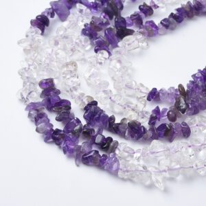 Natural Amethyst Gemstone Chip Beads, Clear Crystal Chip Beads Strand, Irregular Shape DIY Beads, For Jewelry Making, Necklace Beads GRN551