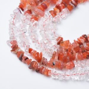 Natural Carnelian Gemstone Chip Beads, Clear Crystal Chip Beads Strand, Irregular Shape DIY Beads, For Jewelry Making, Necklace Beads GRN552