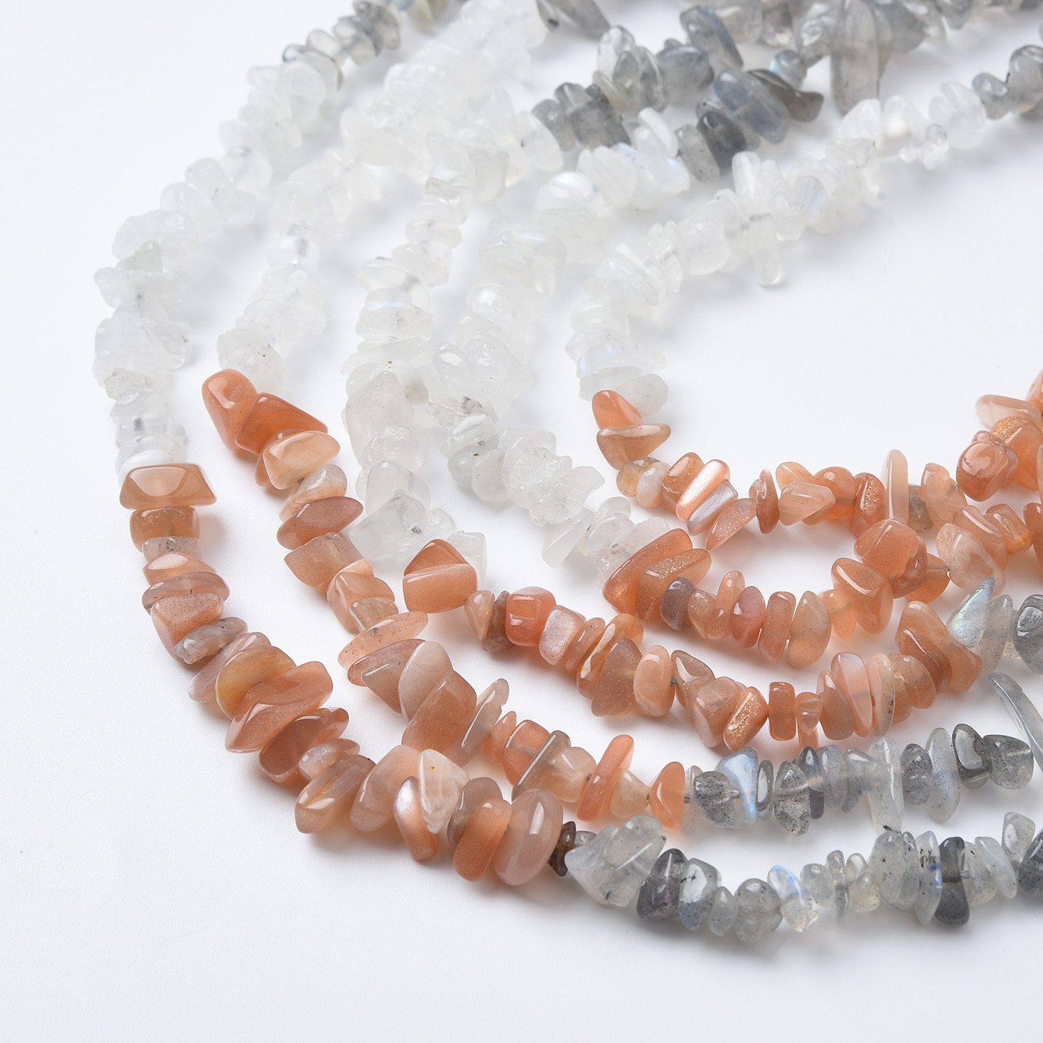 Natural Sunstone Moonstone Labradorite Gemstone Chip Bead Smooth Freeform Chip Nugget Gemstone Bead for Jewelry Making Necklace 10mm GRN555