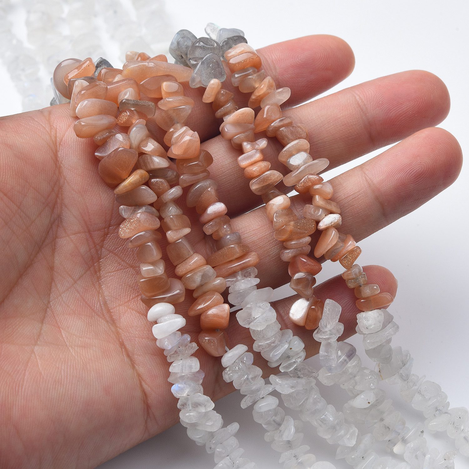 Natural Sunstone Moonstone Labradorite Gemstone Chip Bead Smooth Freeform Chip Nugget Gemstone Bead for Jewelry Making Necklace 10mm GRN555 - Image 2