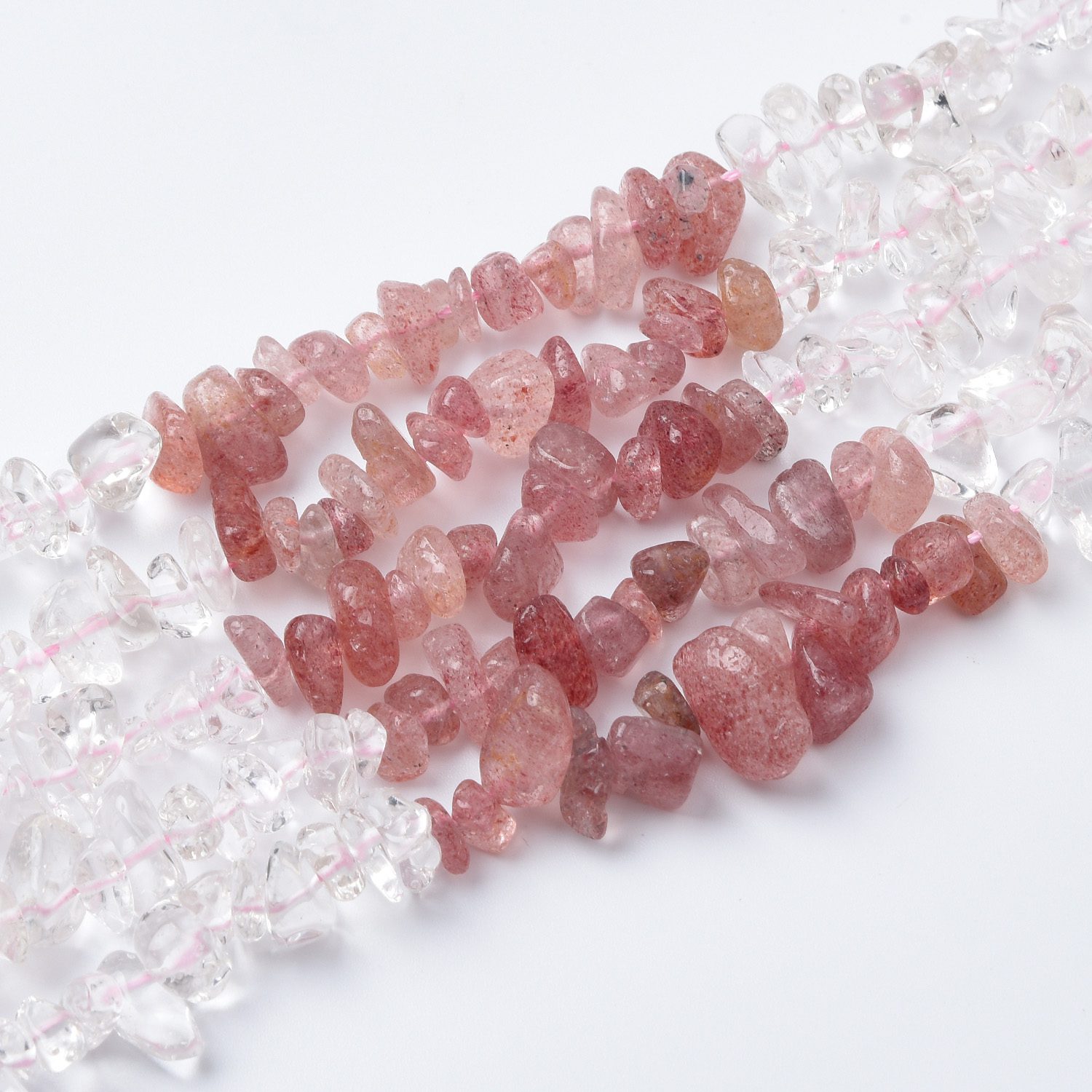 Natural Strawberry Quartz Gemstone Clear Crystal Chip Beads Strand, Irregular Shape DIY Beads, For Jewelry Making, Necklace Beads GRN557 - Image 3