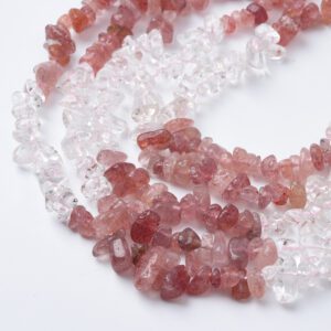 Natural Strawberry Quartz Gemstone Clear Crystal Chip Beads Strand, Irregular Shape DIY Beads, For Jewelry Making, Necklace Beads GRN557