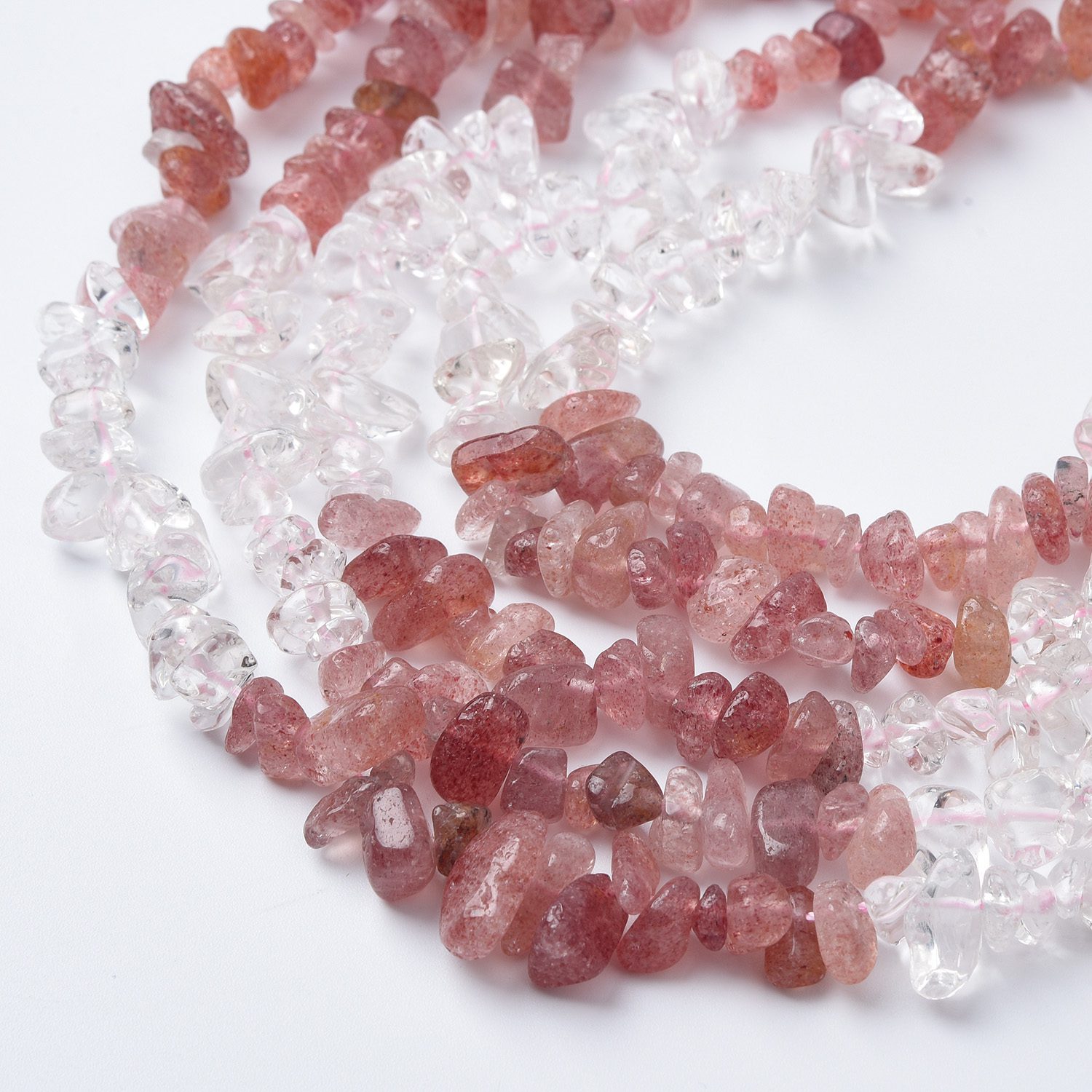 Natural Strawberry Quartz Gemstone Clear Crystal Chip Beads Strand, Irregular Shape DIY Beads, For Jewelry Making, Necklace Beads GRN557