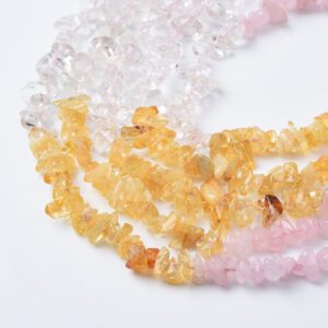 Natural Gemstone Chip Bead Smooth Freeform Chip Nugget Beads Citrine Rose Quartz Gemstone Crystal Bead for Jewelry Making 10mm GRN563