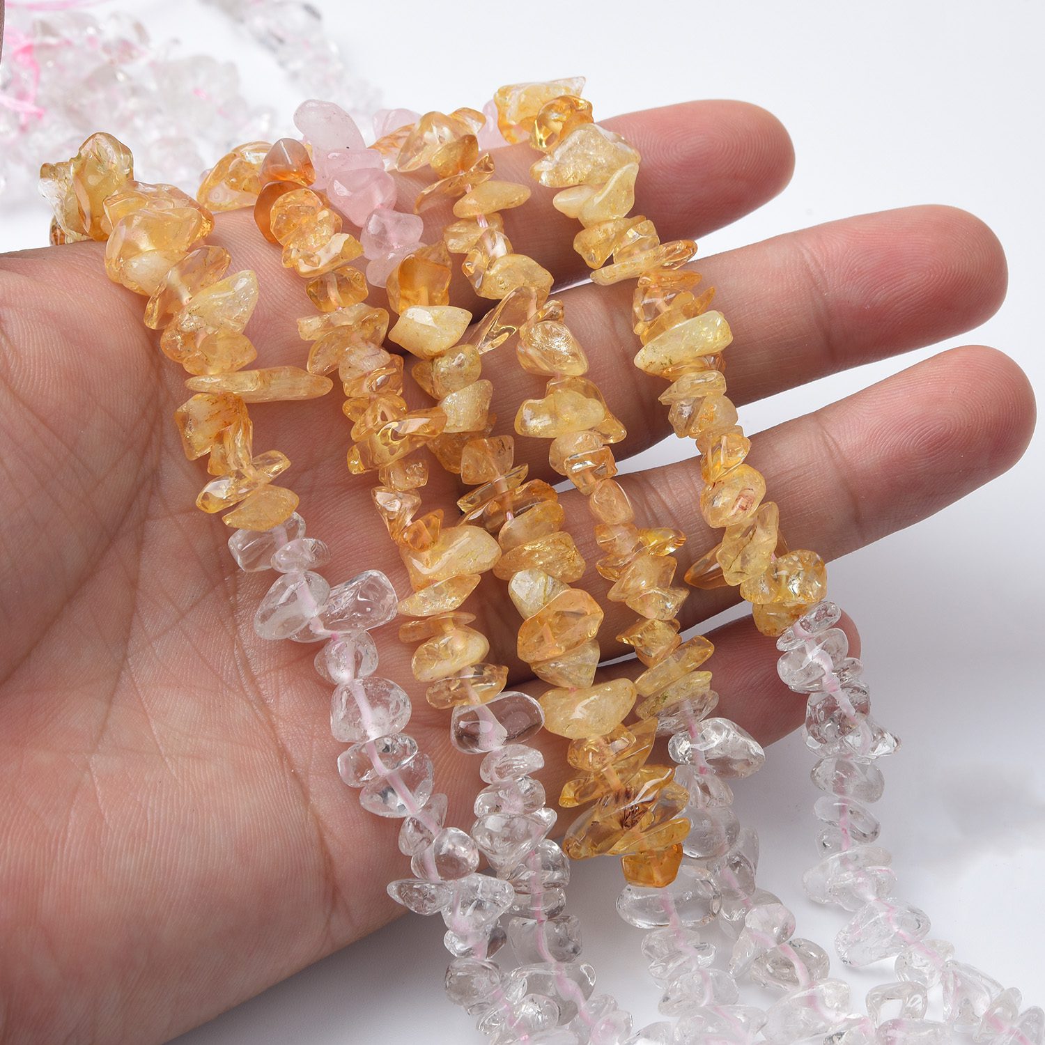 Natural Gemstone Chip Bead Smooth Freeform Chip Nugget Beads Citrine Rose Quartz Gemstone Crystal Bead for Jewelry Making 10mm GRN563 - Image 2