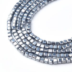 Natural Hematite Cube Beads 2.5mm, Small Square Hematite Gemstone Beads Strand, Healing Stone Beads for Jewelry Making 15.5" Strand PRP1059