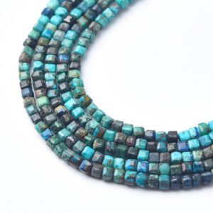 Natural Cube Chrysocolla Beads 2mm Square Gemstone Beads Full Strand 15.5" High Quality Green Blue Healing Stone Beads PRP1060