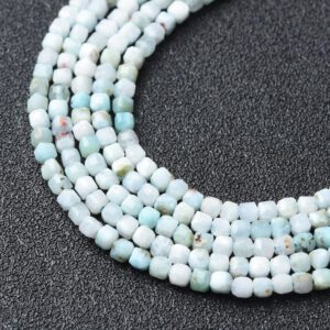 Natural Larimar Cube Beads 2.5x2.5mm High Quality Caribbean Gemstone Full Strand 15.5" Healing Crystal Jewelry Making PRP1061